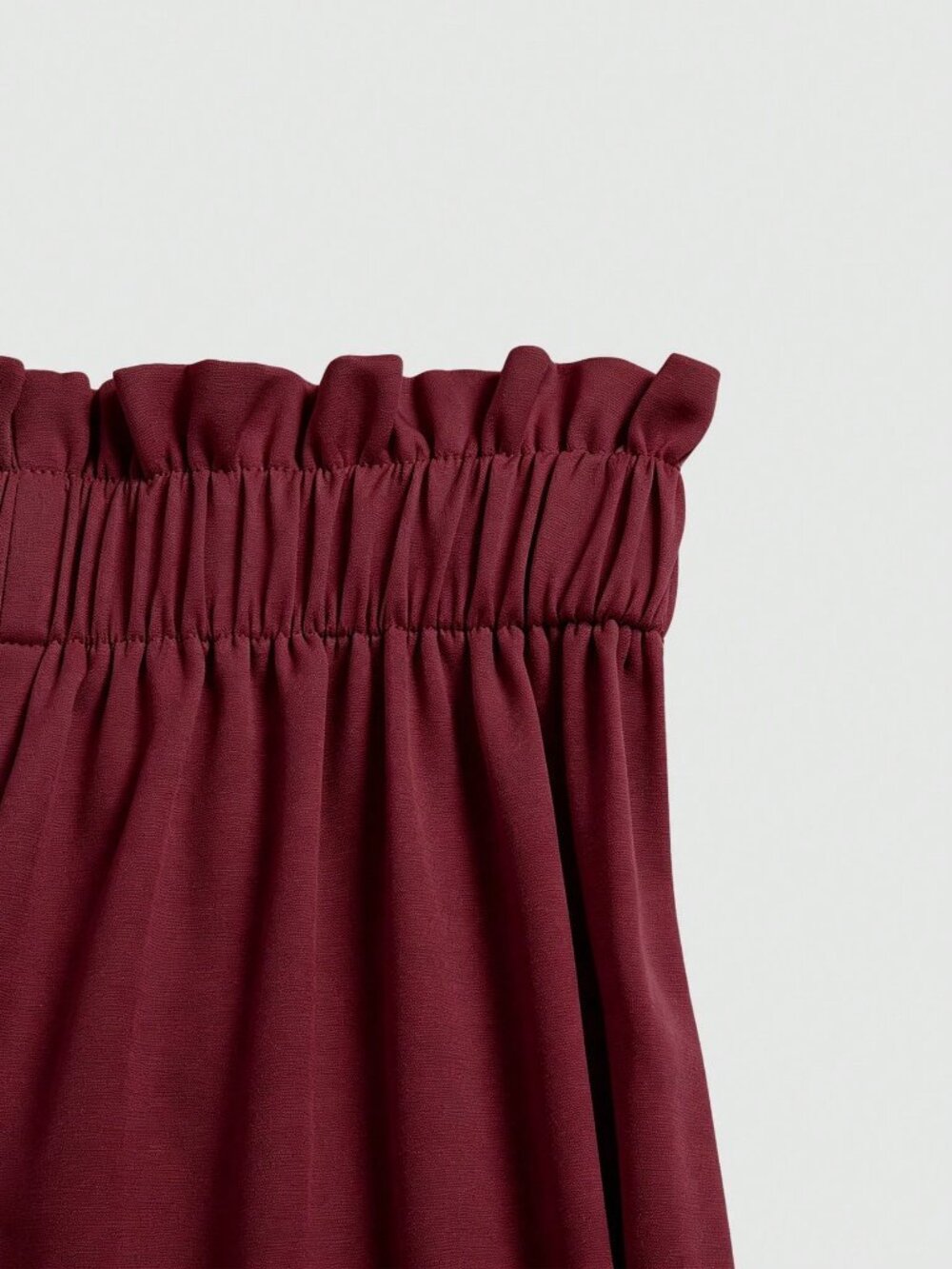 Burgundy Elegant Women's Pleated Wide Leg Long Pants - Picture 6 of 7